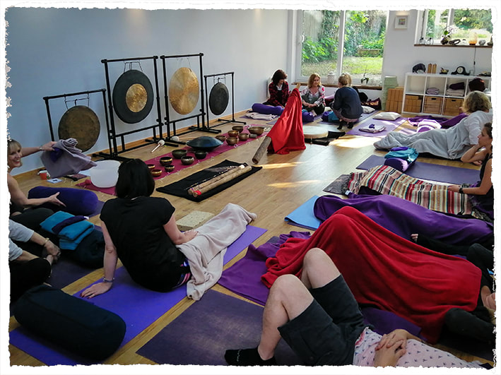 People at a sound bath